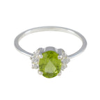 Peridot Halo American Silver Green Gemstones Delicate Glamorous Ring Jewellery