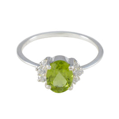 Peridot Halo American Silver Green Gemstones Delicate Glamorous Ring Jewellery