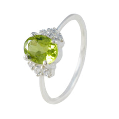 Peridot Halo American Silver Green Gemstones Delicate Glamorous Ring Jewellery
