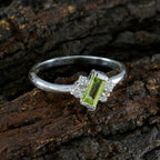 Peridot Halo Turkish Sterling Silver Green Gemstone Elegant  Modern Ring Jewelry