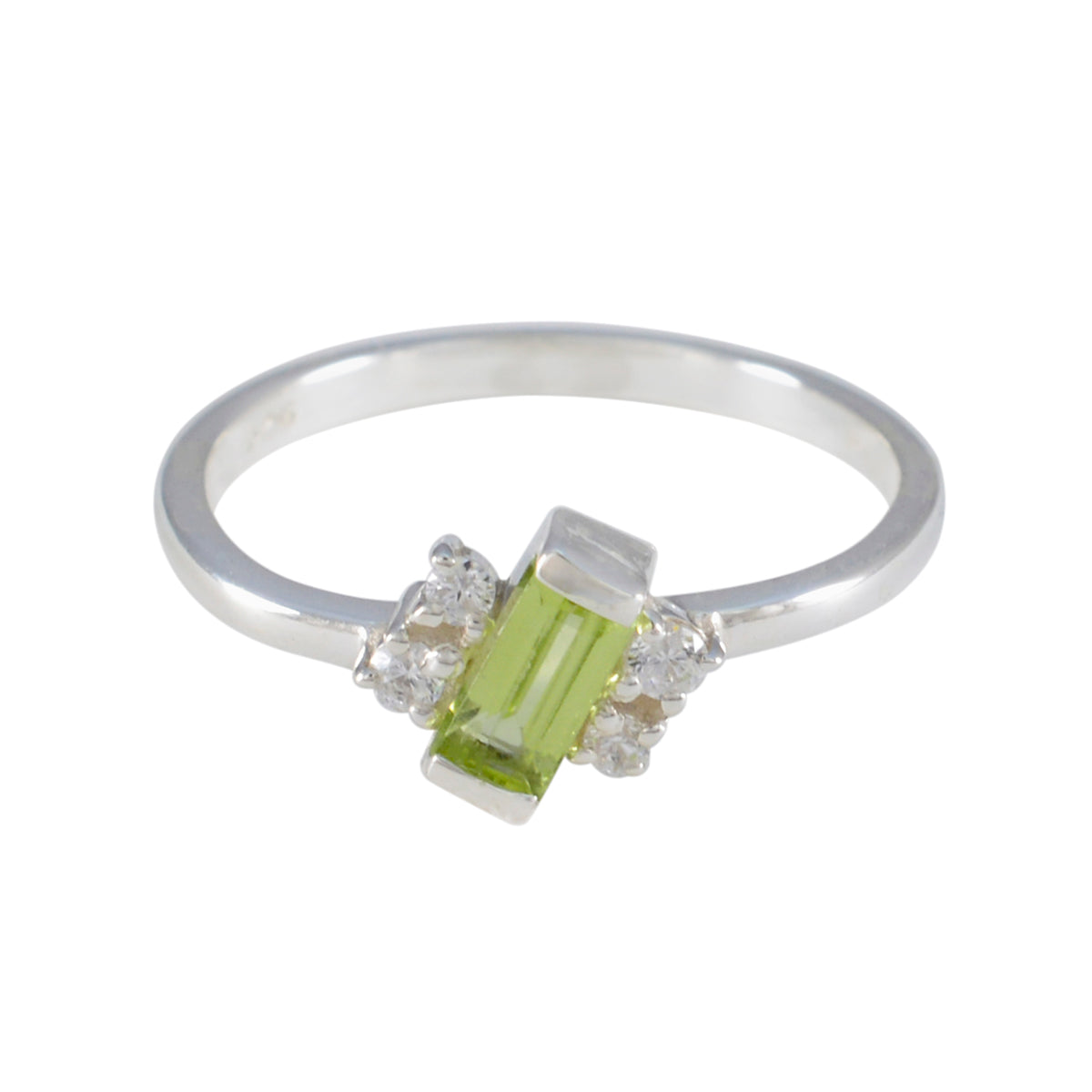 Peridot Halo Turkish Sterling Silver Green Gemstone Elegant  Modern Ring Jewelry メイン画像