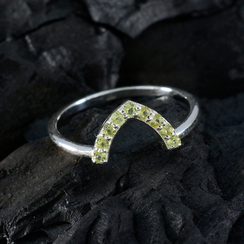 Peridot multiple Korean Sterling Silver Green Gemstone Elegant  crown Ring Jewellery