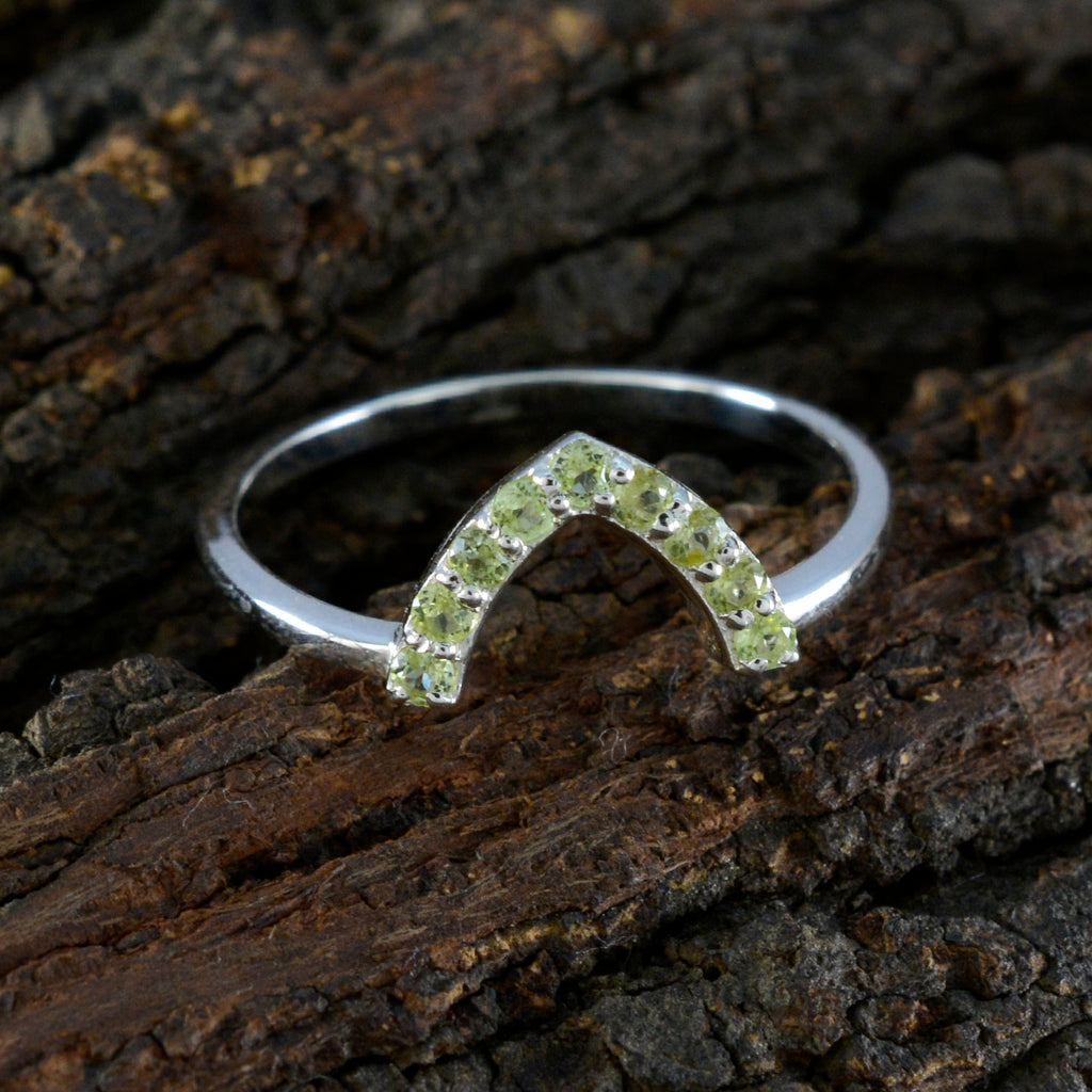 Peridot multiple Korean Sterling Silver Green Gemstone Elegant  crown Ring Jewellery