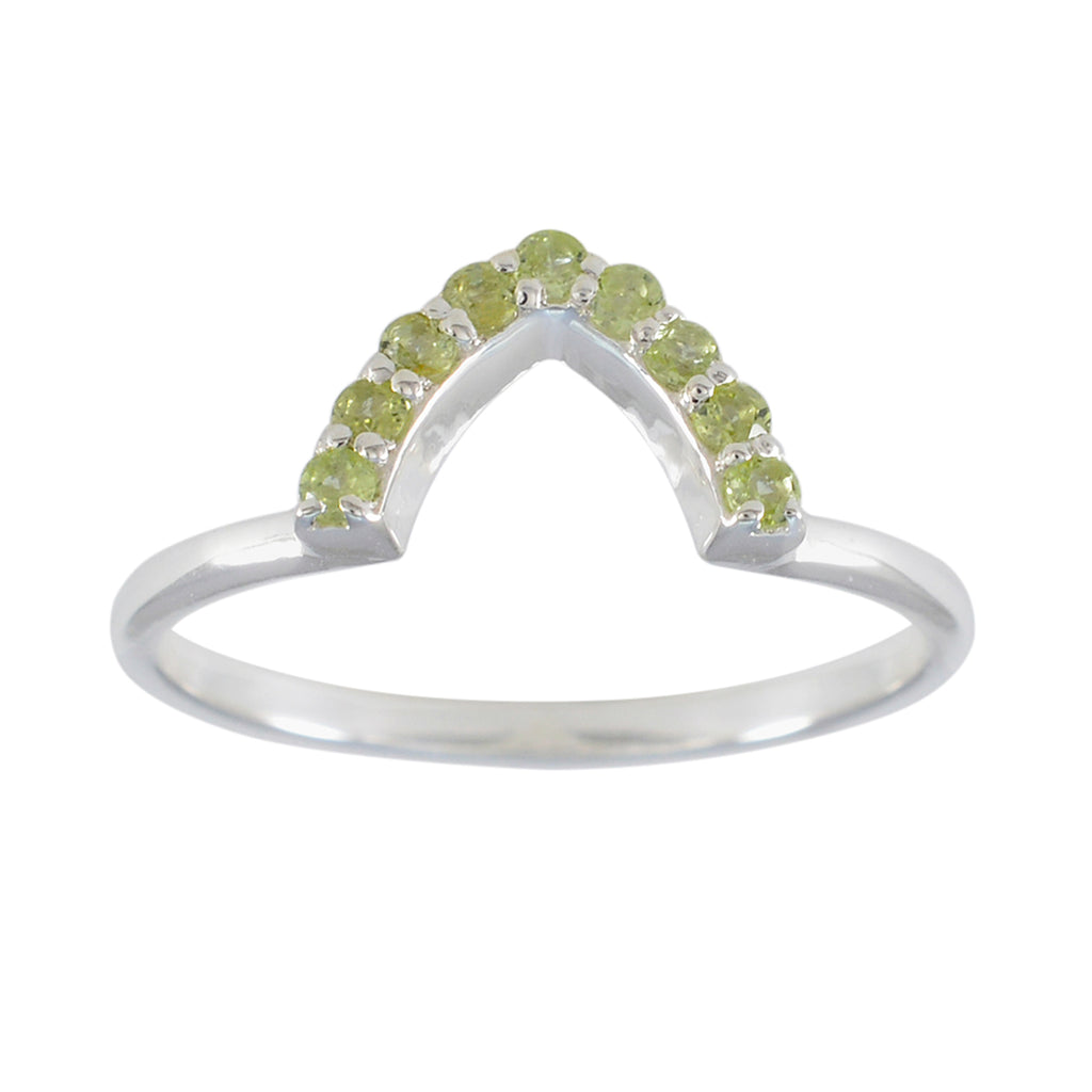 Peridot multiple Korean Sterling Silver Green Gemstone Elegant  crown Ring Jewellery