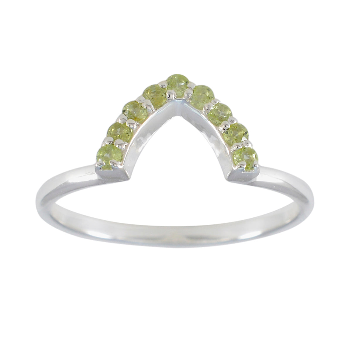 Peridot multiple Korean Sterling Silver Green Gemstone Elegant  crown Ring Jewellery