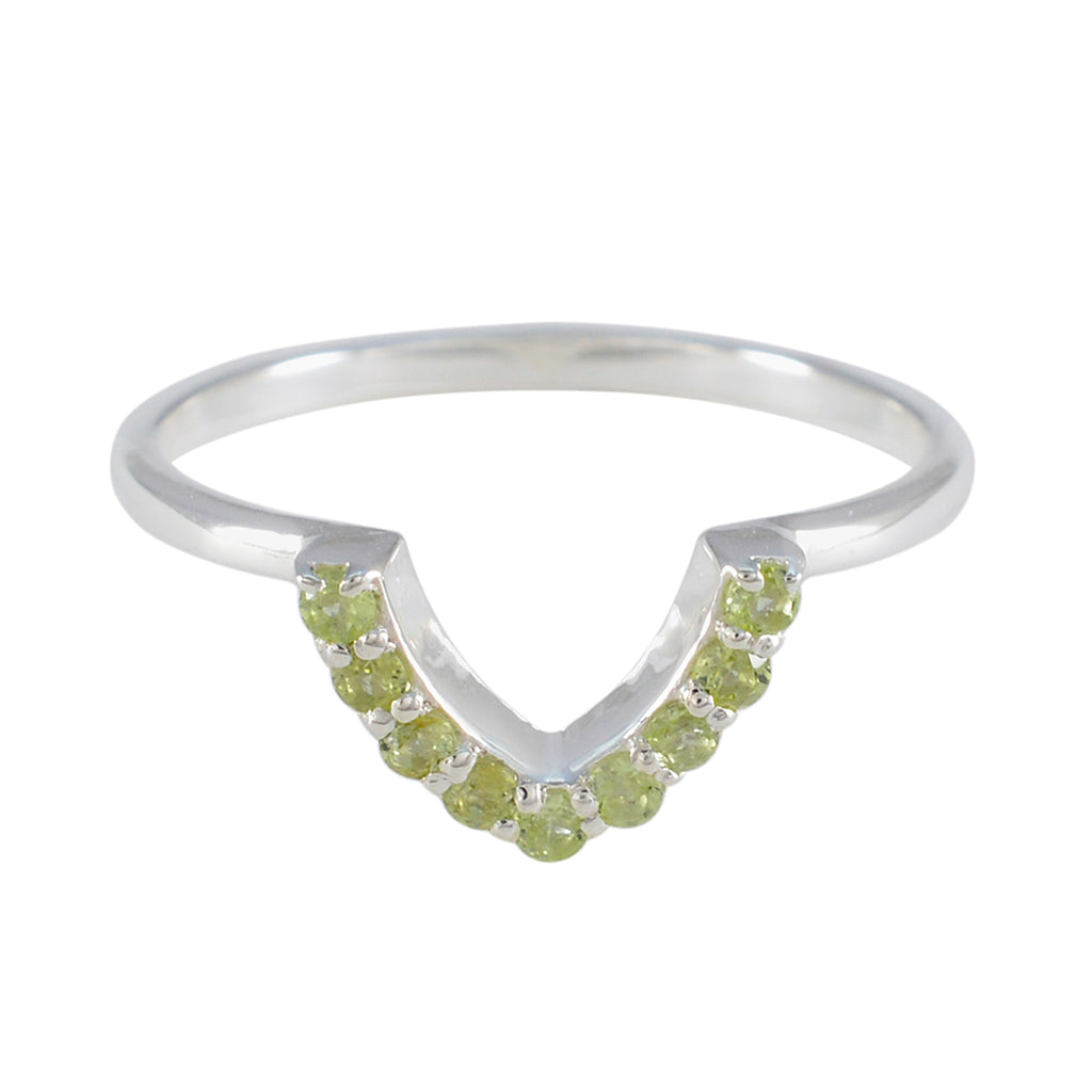 Peridot multiple Korean Sterling Silver Green Gemstone Elegant  crown Ring Jewellery