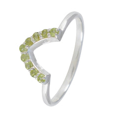 Peridot multiple Korean Sterling Silver Green Gemstone Elegant  crown Ring Jewellery