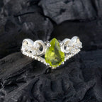 Peridot Halo Indian Sterling Silver Green Gems Featherlight Glamorous Ring Jewelry