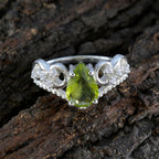 Peridot Halo Indian Sterling Silver Green Gems Featherlight Glamorous Ring Jewelry