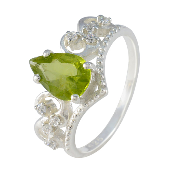 Peridot Halo Indian Sterling Silver Green Gems Featherlight Glamorous Ring Jewelry