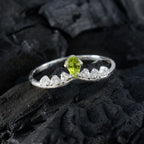Peridot Halo Japanese 92.5 Silver Green Gemstones Minimalist Trendy Ring Jewelry