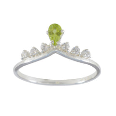 Peridot Halo Japanese 92.5 Silver Green Gemstones Minimalist Trendy Ring Jewelry
