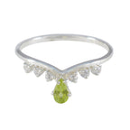 Peridot Halo Japanese 92.5 Silver Green Gemstones Minimalist Trendy Ring Jewelry