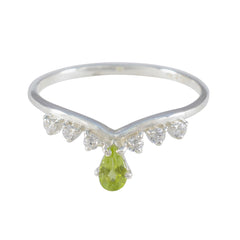 Peridot Halo Japanese 92.5 Silver Green Gemstones Minimalist Trendy Ring Jewelry