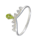 Peridot Halo Japanese 92.5 Silver Green Gemstones Minimalist Trendy Ring Jewelry
