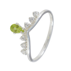 Peridot Halo Japanese 92.5 Silver Green Gemstones Minimalist Trendy Ring Jewelry