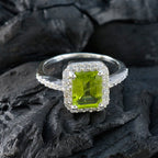 Peridot Halo American Silver Green Gems Whisper thin Sophisticated Ring Jewelry