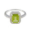 Peridot Halo American Silver Green Gems Whisper thin Sophisticated Ring Jewelry