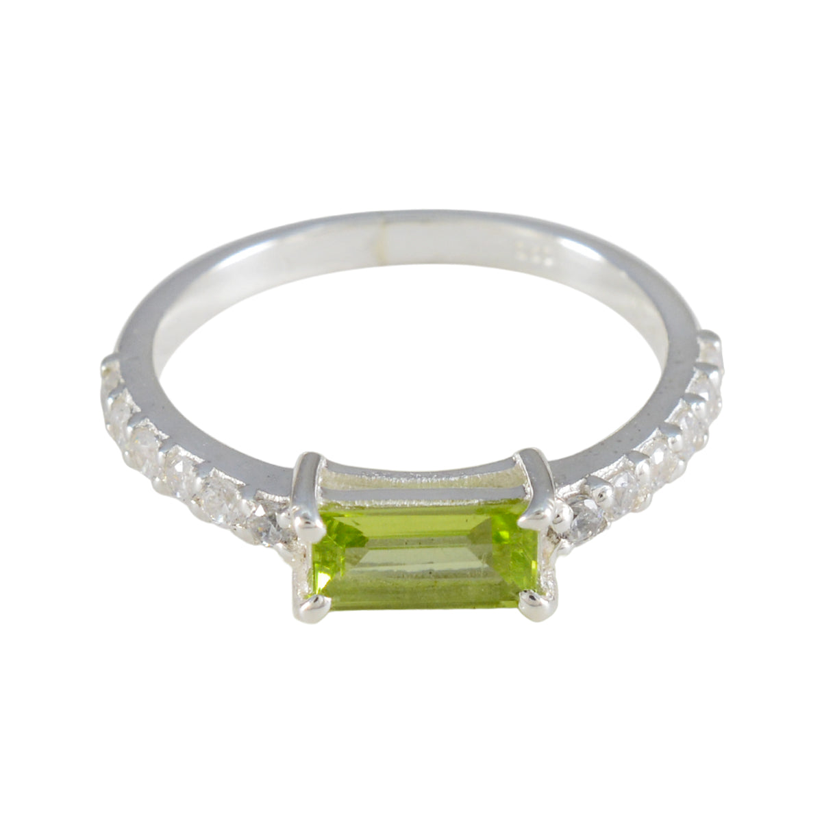 Peridot Halo Korean Sterling Silver Green Gemstone Delicate Abstract Ring Jewellery Immagine principale del prodotto