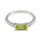 Peridot Halo Korean Sterling Silver Green Gemstone Delicate Abstract Ring Jewellery