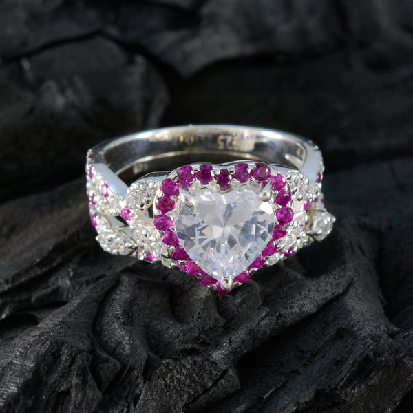 Pink CZ Halo German 925 Silver Pink Gemstone Tiny Cultural Ring Jewelry