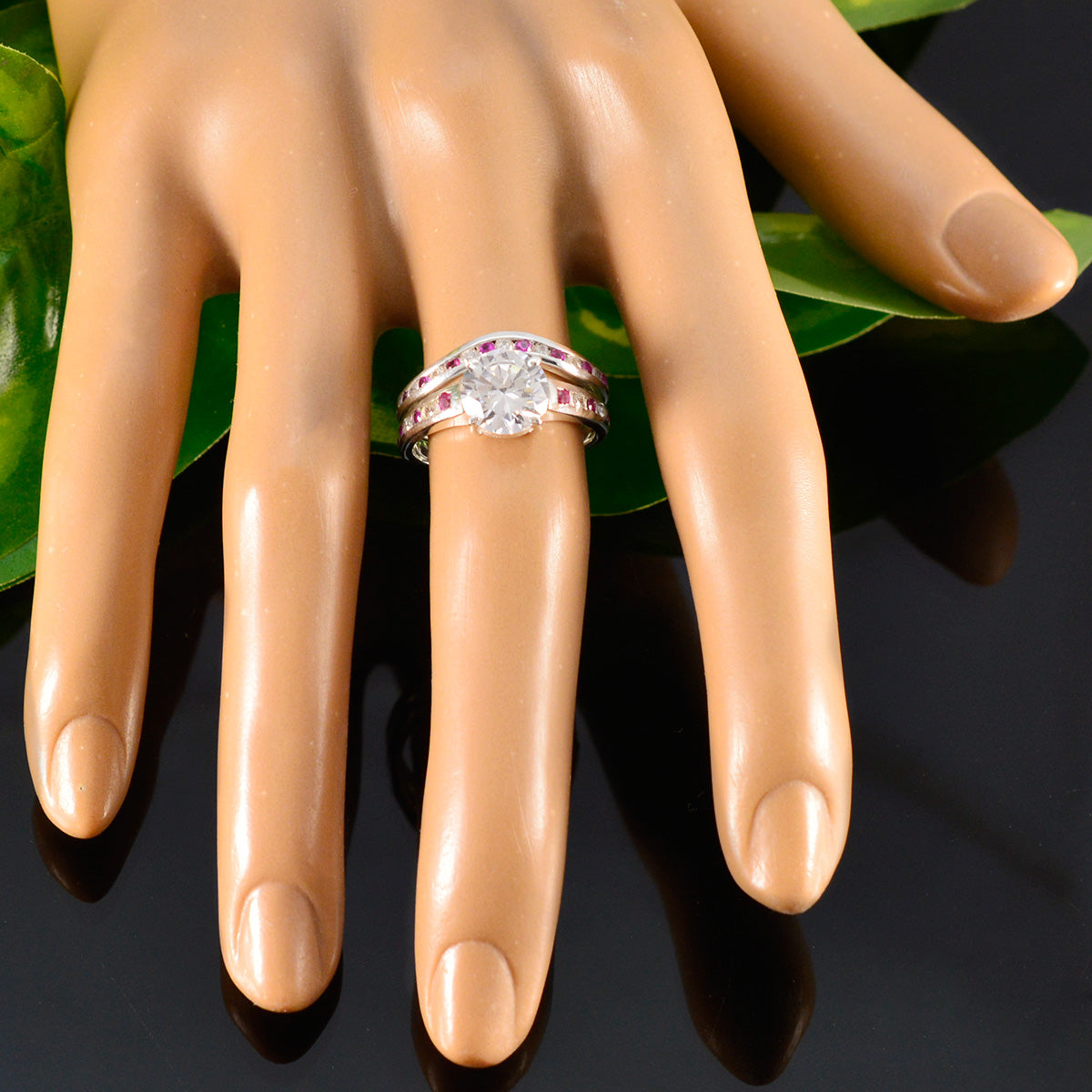 Pink CZ Halo Russian Silver Pink Gemstone Tiny Artisan Ring Jewellery