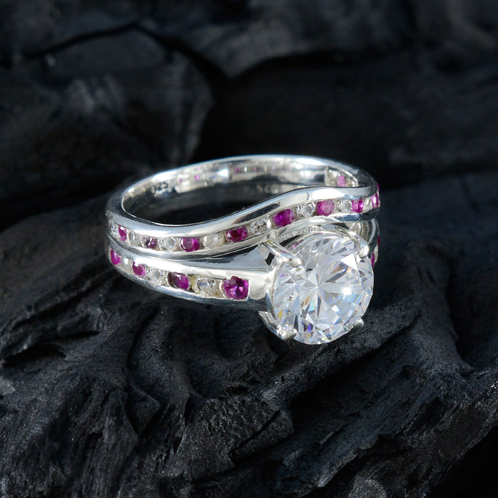 Pink CZ Halo Russian Silver Pink Gemstone Tiny Artisan Ring Jewellery