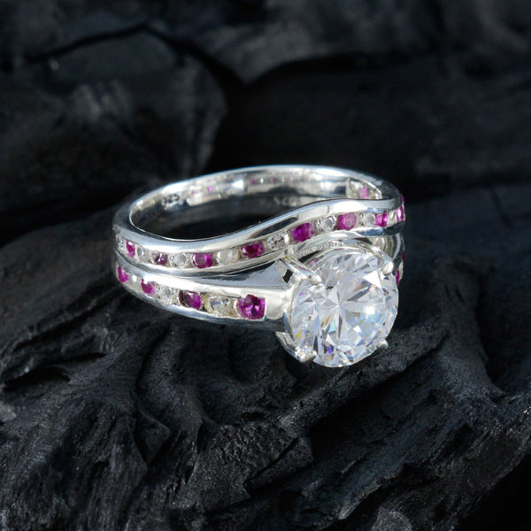 Pink CZ Halo Russian Silver Pink Gemstone Tiny Artisan Ring Jewellery
