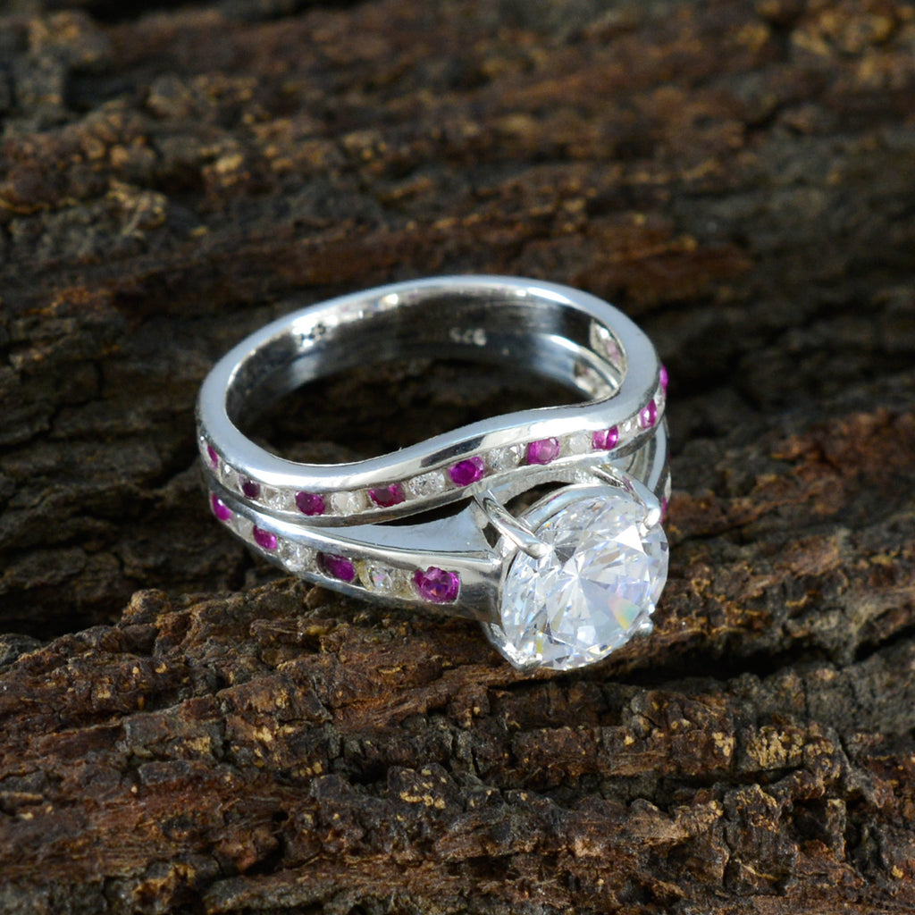 Pink CZ Halo Russian Silver Pink Gemstone Tiny Artisan Ring Jewellery