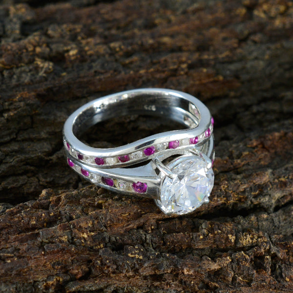 Pink CZ Halo Russian Silver Pink Gemstone Tiny Artisan Ring Jewellery