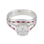 Pink CZ Halo Russian Silver Pink Gemstone Tiny Artisan Ring Jewellery