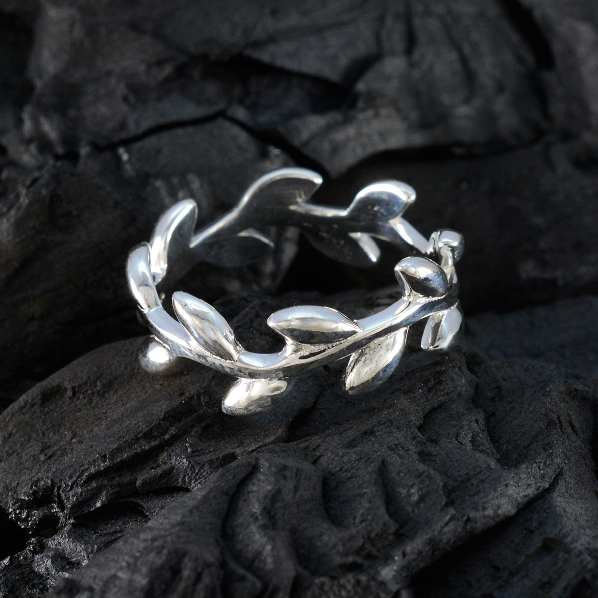 Plain Plain African Silver Gray Gemstones Slim Leafy Thumb Ring Jewelry