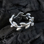 Plain Plain African Silver Gray Gemstones Slim Leafy Thumb Ring Jewelry