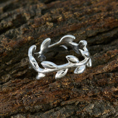 Plain Plain African Silver Gray Gemstones Slim Leafy Thumb Ring Jewelry