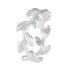 Plain Plain African Silver Gray Gemstones Slim Leafy Thumb Ring Jewelry