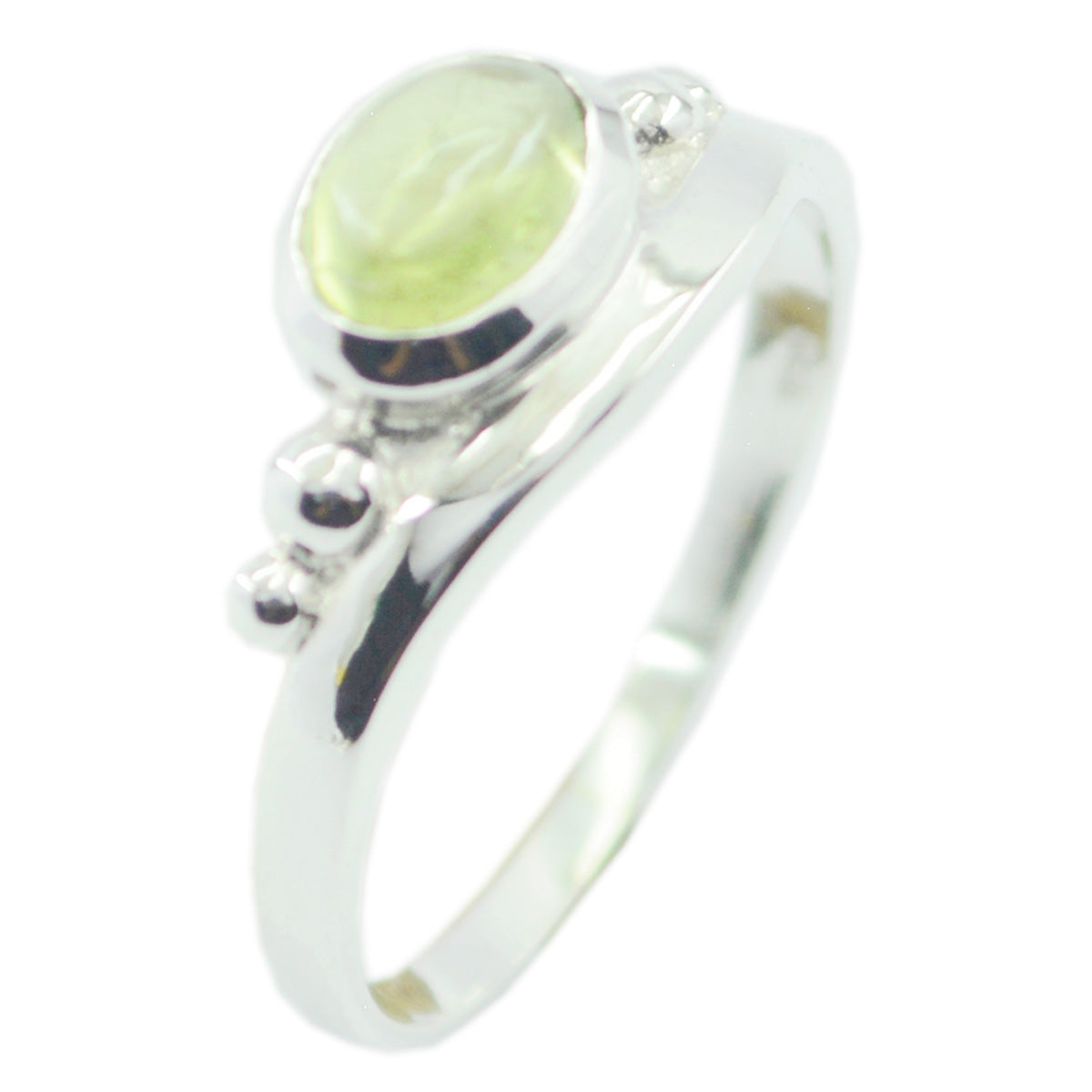 Prehnite Solitaire Korean Silver Green Gems Delicate Romantic Ring Jewelry