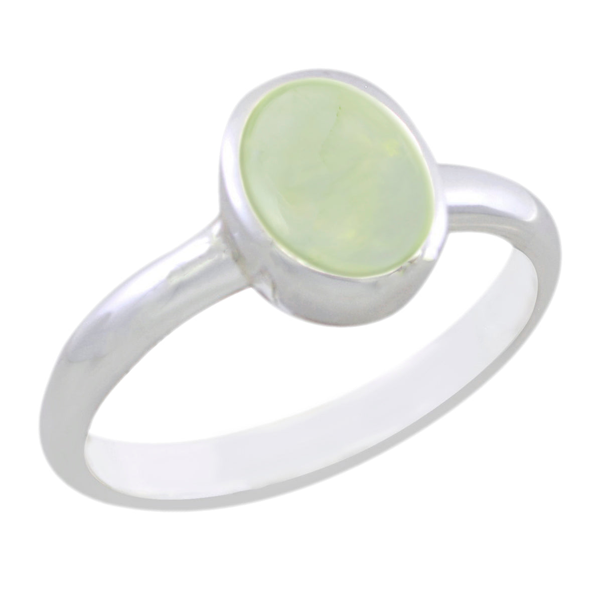Prehnite Solitaire American Silver Green Gems Delicate Romantic Ring Jewelry Immagine principale del prodotto