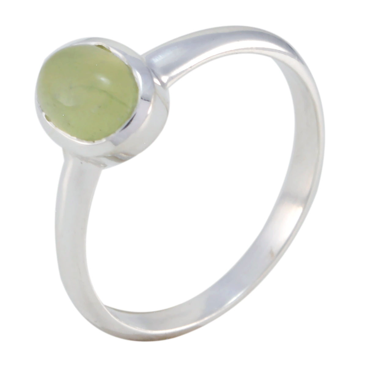 Anello romantico delicato con gemme verdi in argento americano e solitario prehnite Immagine secondaria del prodotto