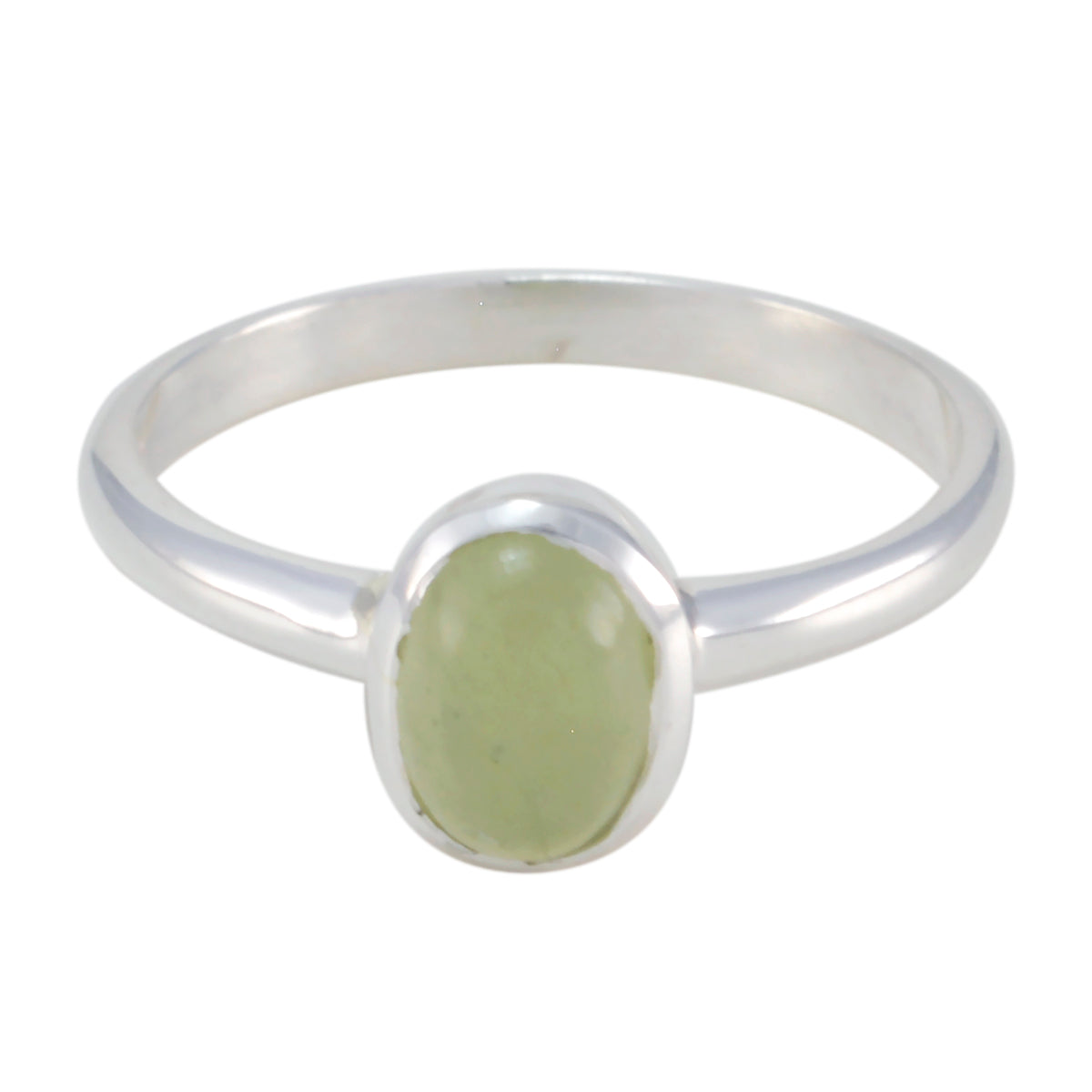 Prehnite Solitaire American Silver Green Gems Delicate Romantic Ring Jewelry