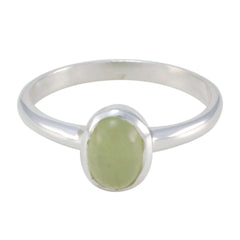 Prehnite Solitaire American Silver Green Gems Delicate Romantic Ring Jewelry