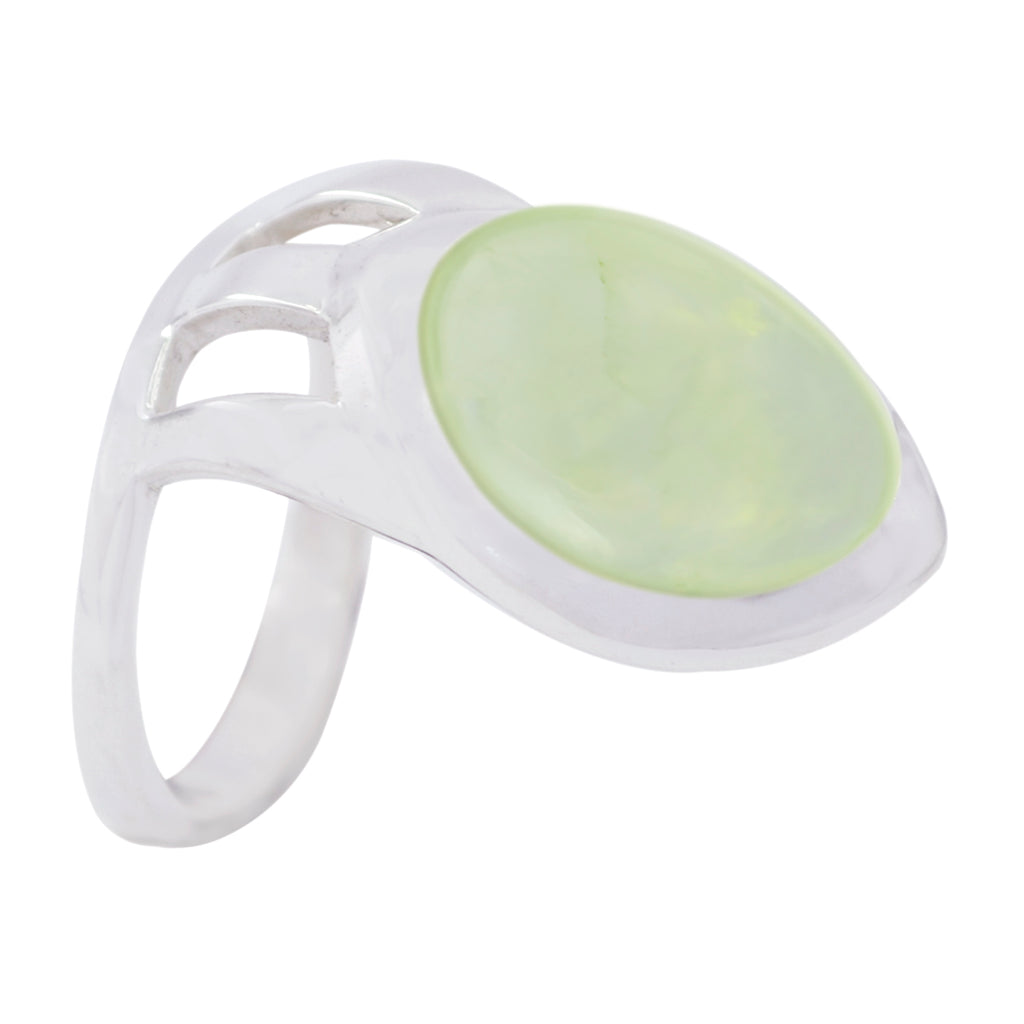 Prehnite Solitaire Russian 925 Silver Green Gems Essential  Signet Ring Jewelry