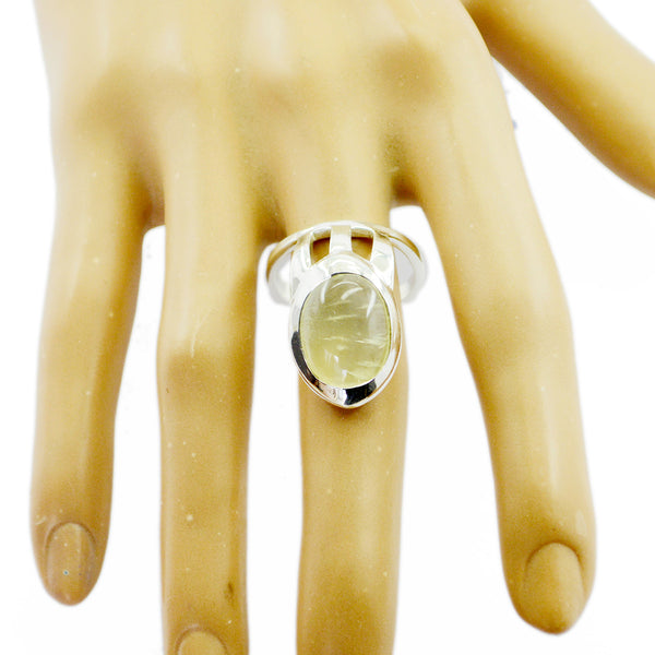 Prehnite Solitaire Russian 925 Silver Green Gems Essential  Signet Ring Jewelry