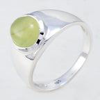 Prehnite Solitaire Indian Sterling Silver Green Gemstone Minimal Abstract Ring Jewellery