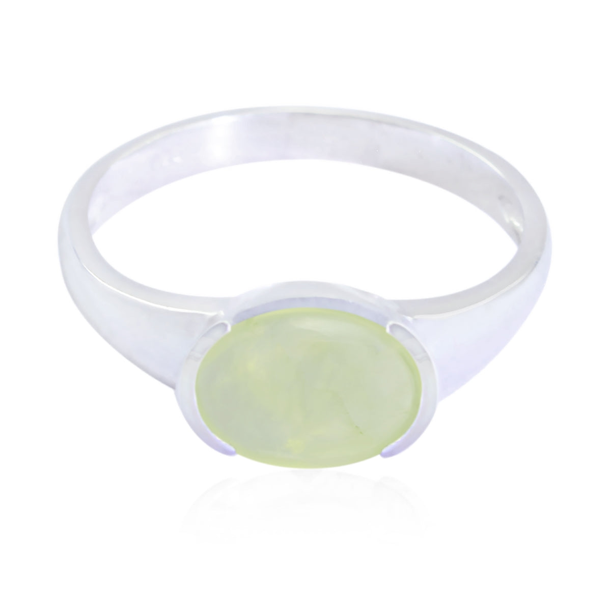 Prehnite Solitaire Turkish Sterling Silver Green Gemstones Dainty Abstract Ring Jewelry
