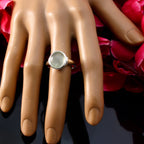 Prehnite Solitaire Russian Sterling Silver Green Gemstone Minimal Modern Ring Jewelry