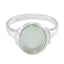 Prehnite Solitaire Russian Sterling Silver Green Gemstone Minimal Modern Ring Jewelry