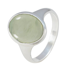 Prehnite Solitaire German Silver Green Gemstone Minimal Trendy Ring Jewellery