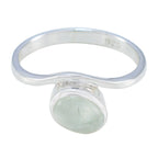 Prehnite Solitaire American 925 Sterling Silver Green Gemstone Whisper thin Trendy Ring Jewellery