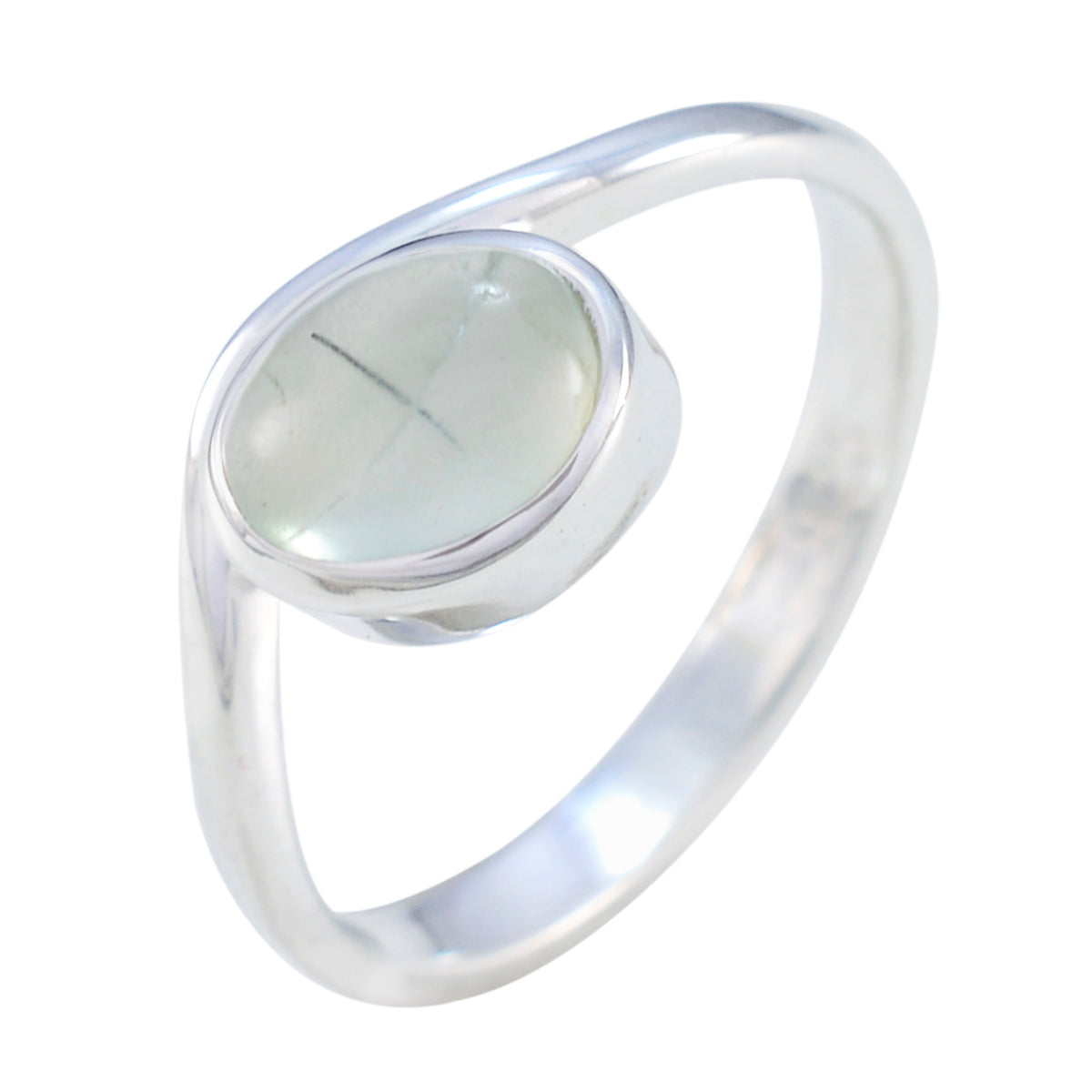 Prehnite Solitaire American 925 Sterling Silver Green Gemstone Whisper thin Trendy Ring Jewellery