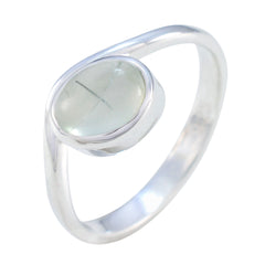 Prehnite Solitaire American 925 Sterling Silver Green Gemstone Whisper thin Trendy Ring Jewellery